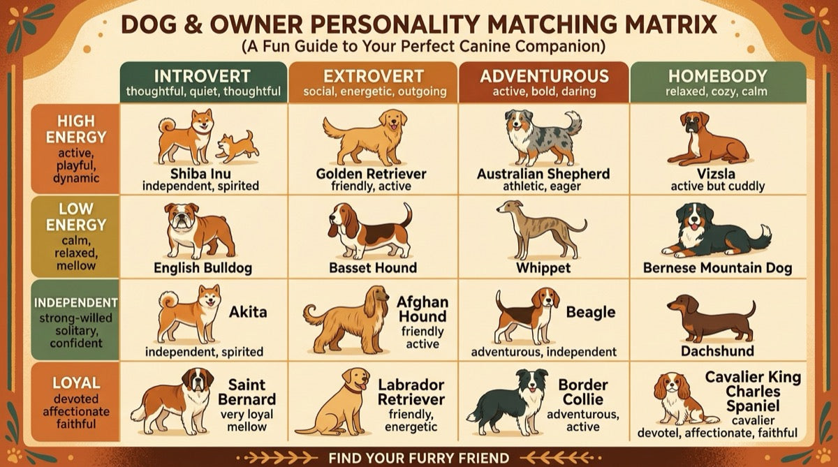 Infographic showing dog breed owner personality types