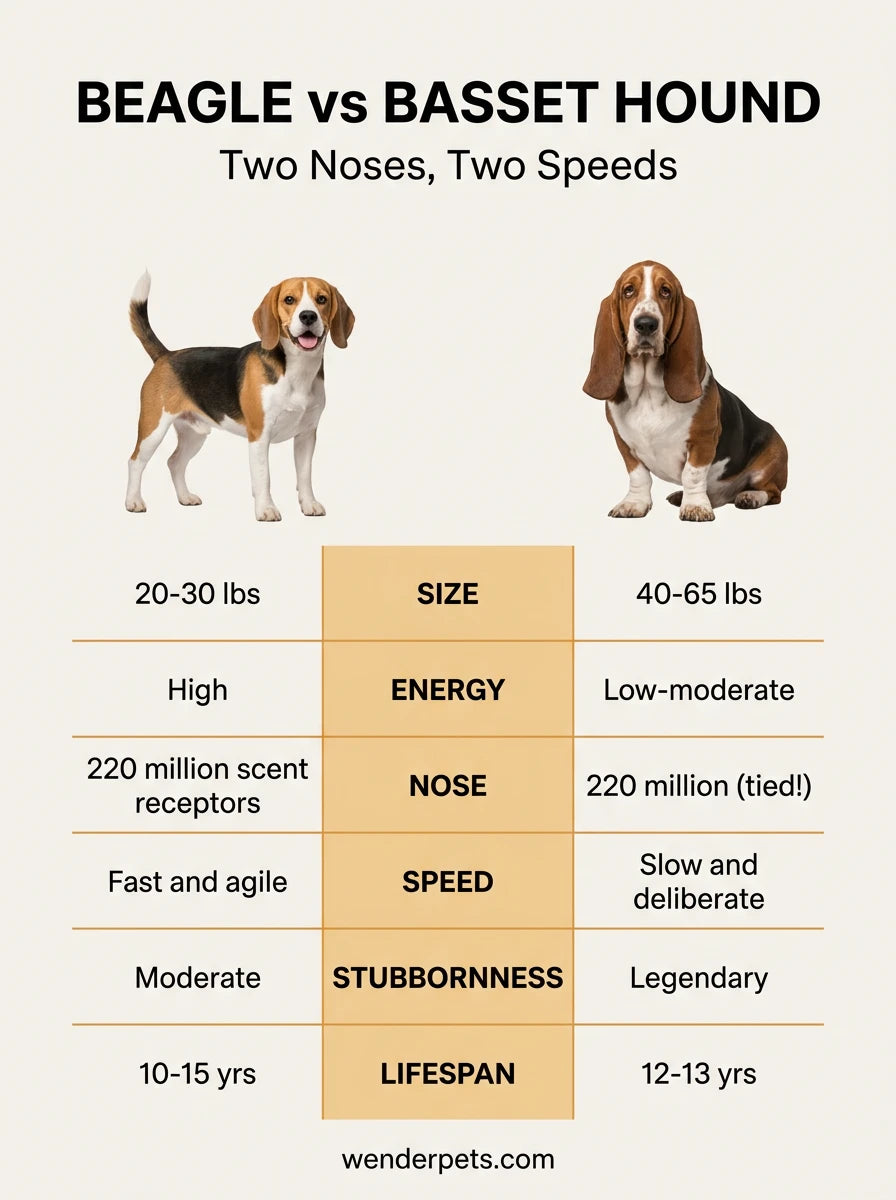 Beagle vs Basset Hound - 📊 Quick Comparison