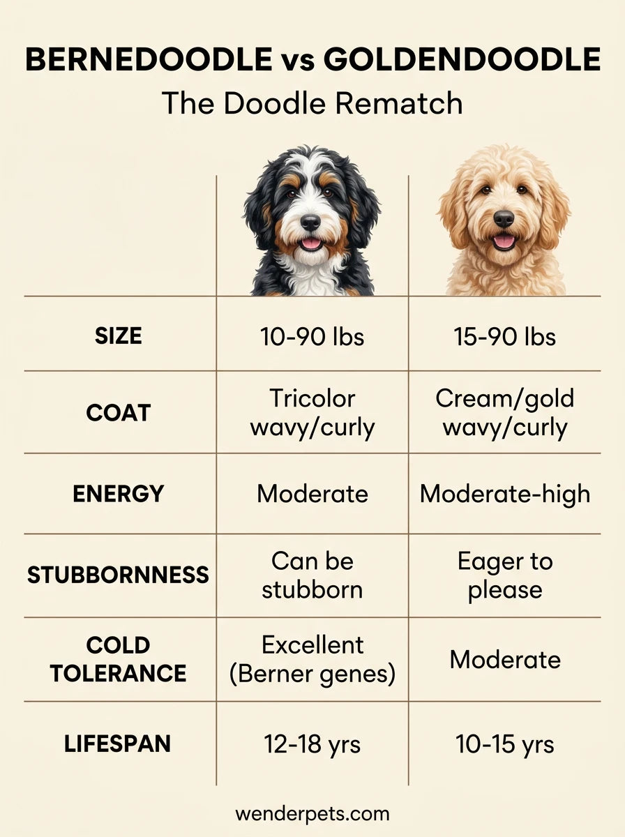 Bernedoodle vs Goldendoodle - 📊 Quick Comparison