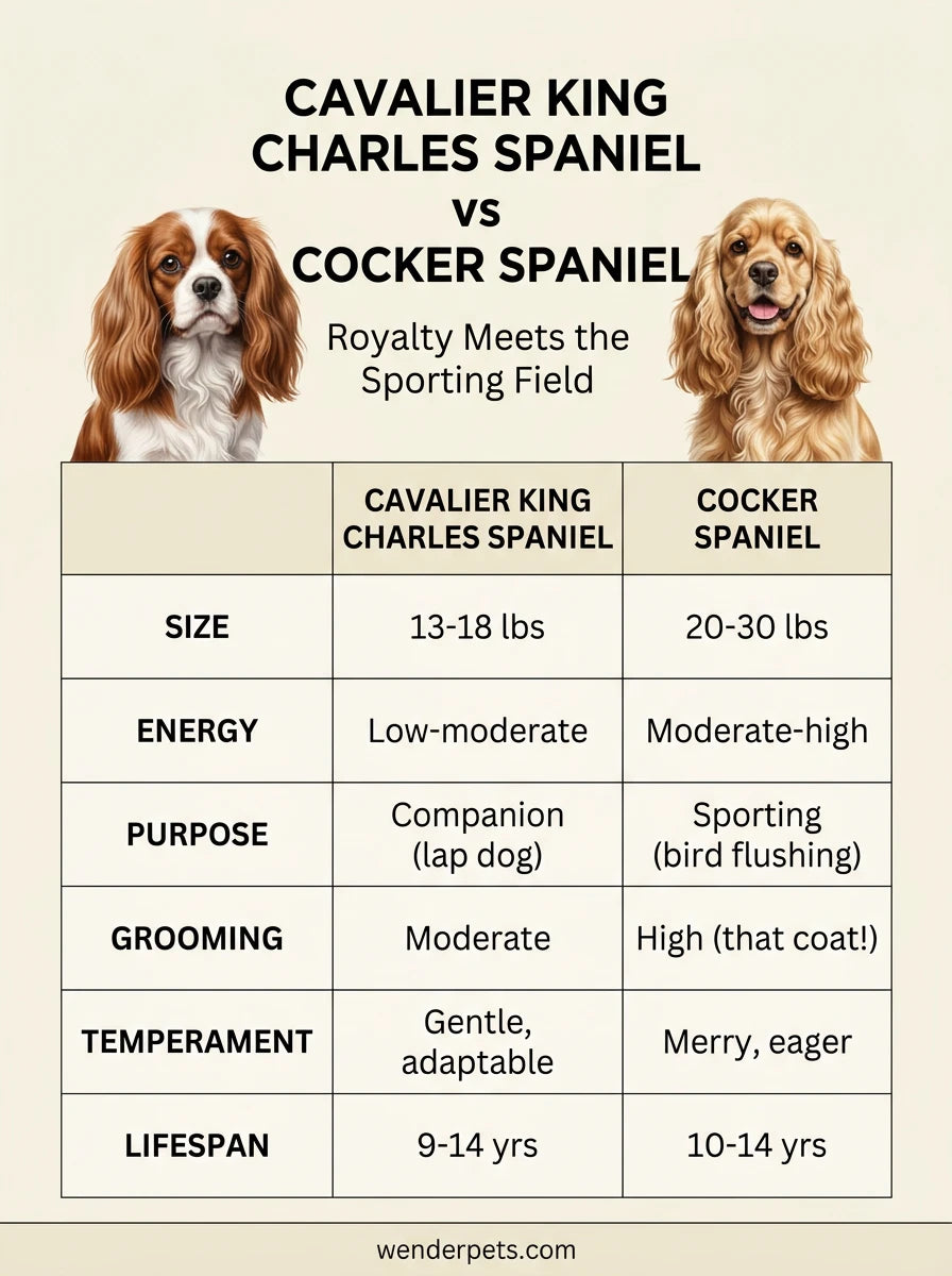 Cavalier King Charles Spaniel vs Cocker Spaniel - 📊 Quick Comparison