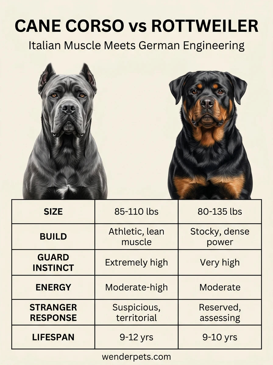 Cane Corso vs Rottweiler - 📊 Quick Comparison