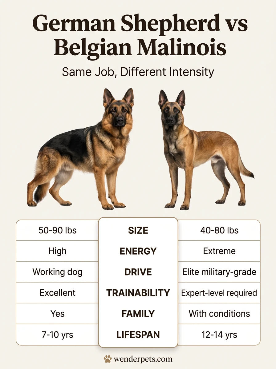 German Shepherd vs Belgian Malinois - 📊 Quick Comparison