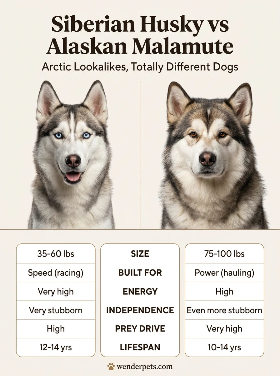Siberian Husky vs Alaskan Malamute - 📊 Quick Comparison