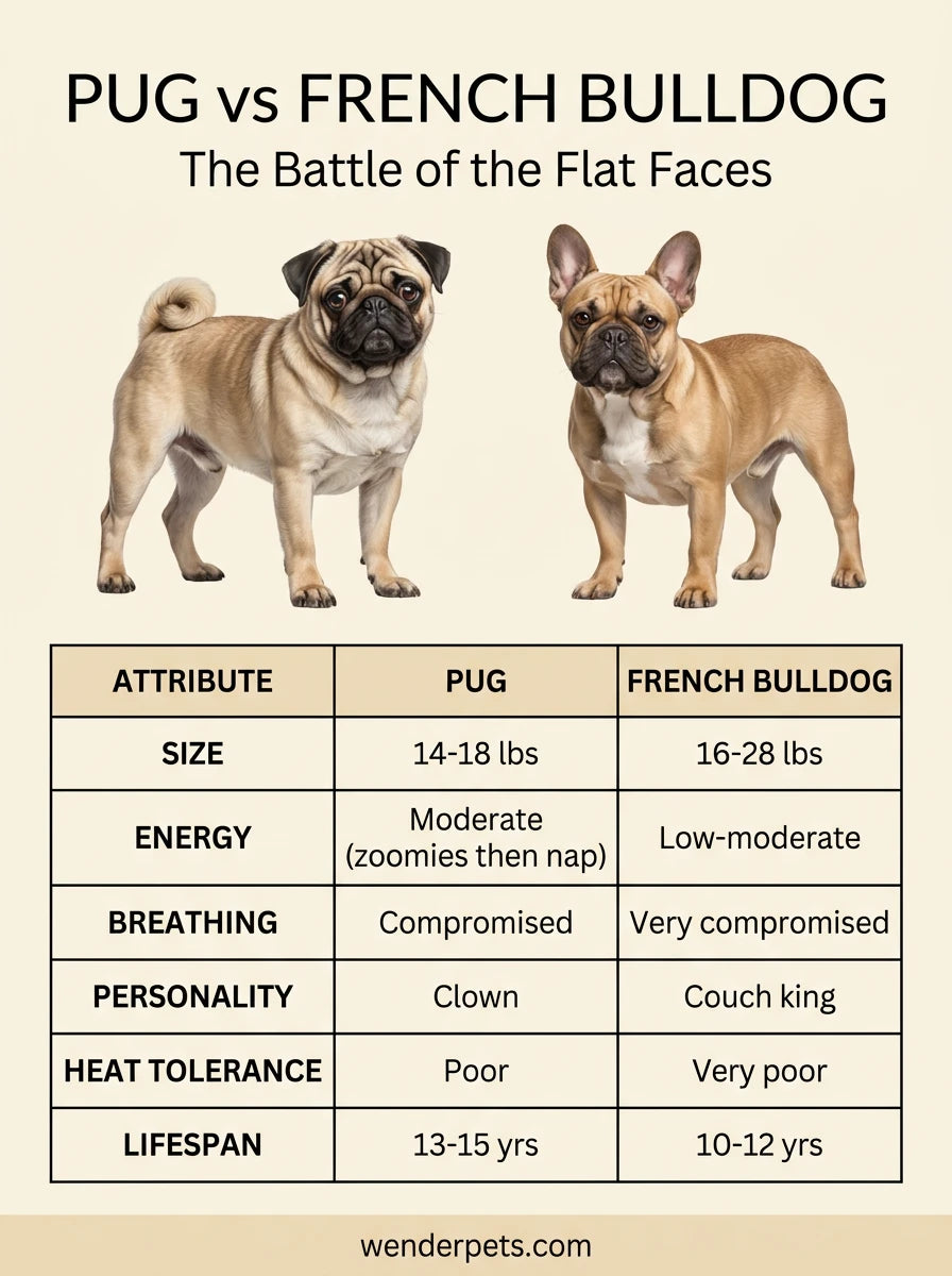 Pug vs French Bulldog - 📊 Quick Comparison