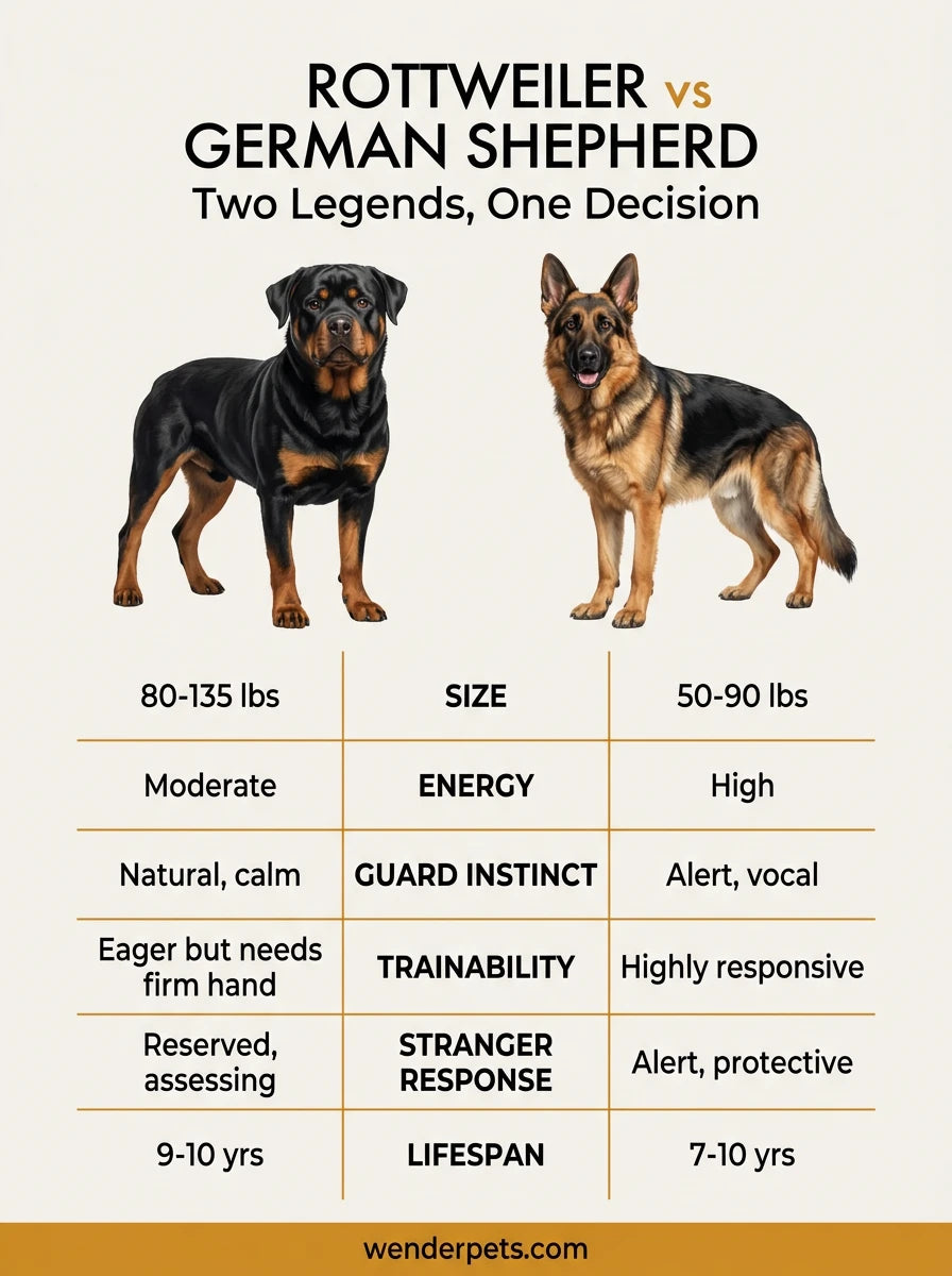 Rottweiler vs German Shepherd - 📊 Quick Comparison